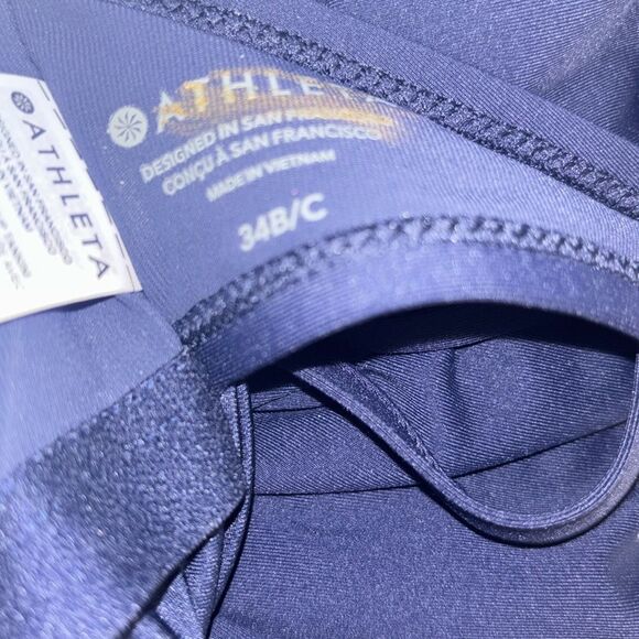 NWT ATHLETA Navy Blue Square Neck Bra Cup Side Rouched Tankini Women's 34B/C - Picture 8 of 8
